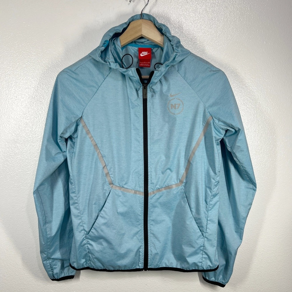 Nike N7‎ Hybrid Water Shedding Jacket Small Dark Turquoise Running Reflective